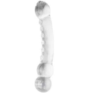Fifty Shades of Grey Drive Me Crazy Glass Massage Dildo 7.5 Inch - Clear