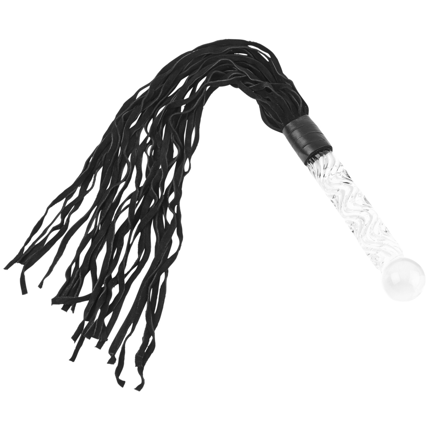 Icicles No 38 Whip with Glass Dildo Handle 26 Inch - Clear