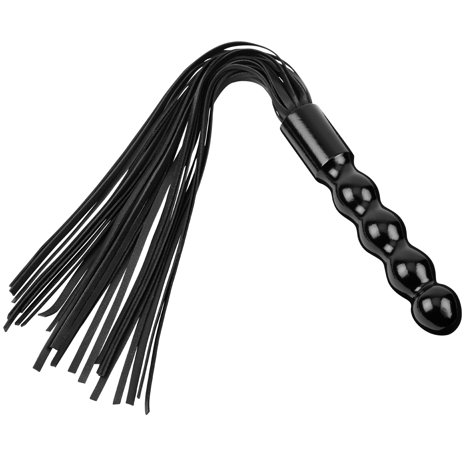 ZADO Leather Flogger with Wooden Handle 22 Inch - Black