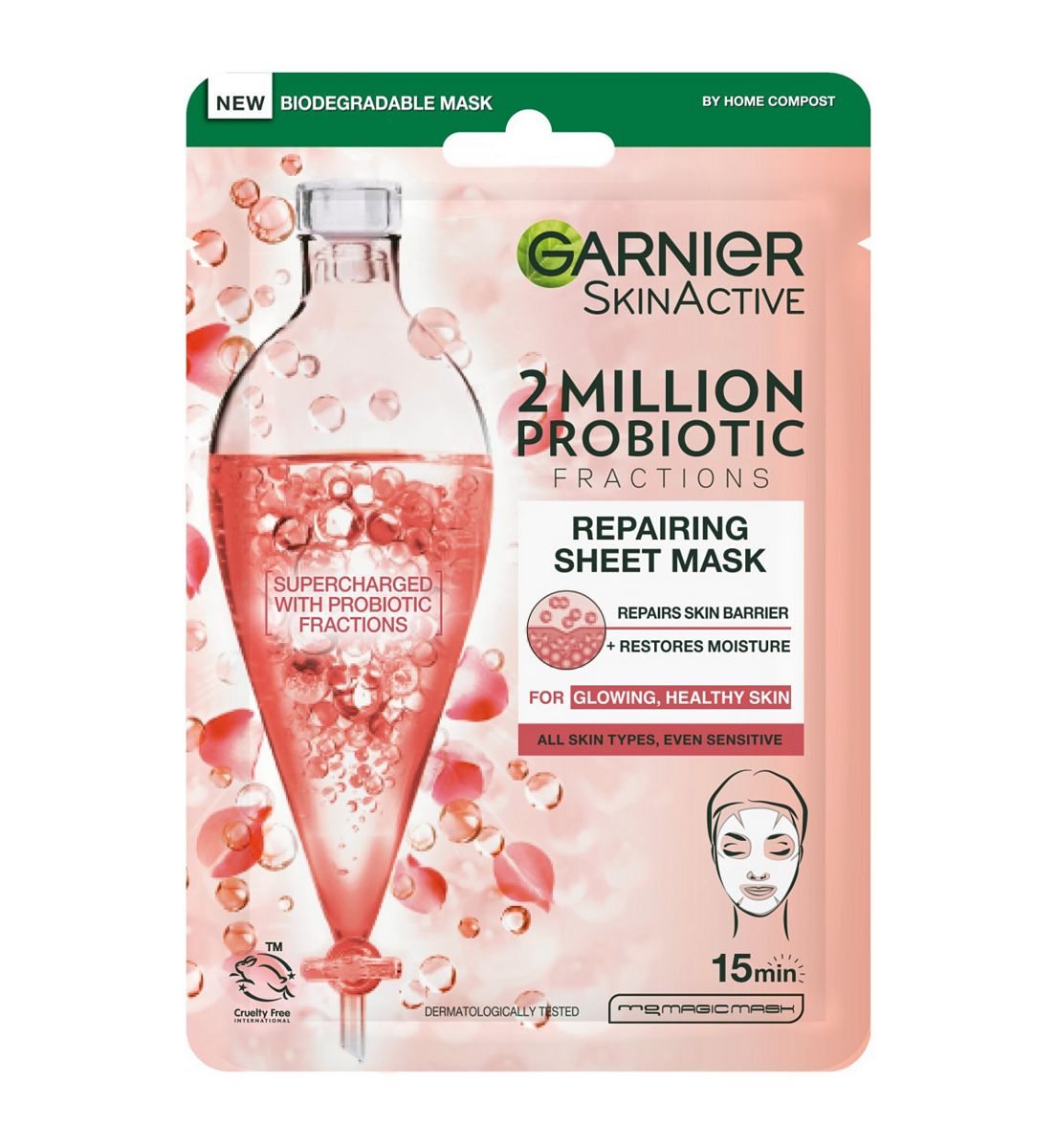 Garnier Skinactive Probiotic Repairing Face Sheet Mask With 2 Million Fractions, 22g